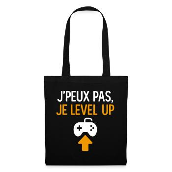 J’peux pas – je level up Geek Gamer Gaming - Sac en tissu - noir - Devant