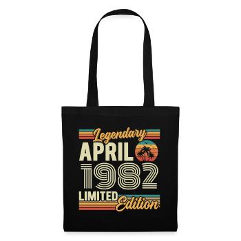 April 1982 44th Anniversary Gift - April 1982 - Tote Bag - black - Front