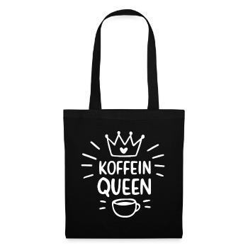 Koffein Queen: Krone und Kaffee - Stoffbeutel - Schwarz - Vorne