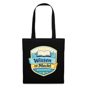 Wissen ist Macht Badge - Stoffbeutel - Schwarz - Vorne