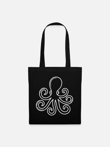 Swirly Oktopus Linienkunst - Stoffbeutel - Schwarz