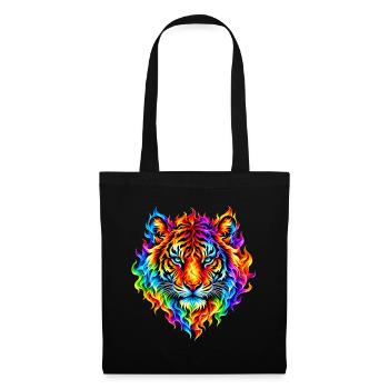 Regenbogentiger in Flammen - Stoffbeutel - Schwarz - Vorne