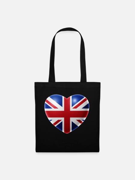 Herz (Großbritannien / Great Britain) - Stoffbeutel - Schwarz