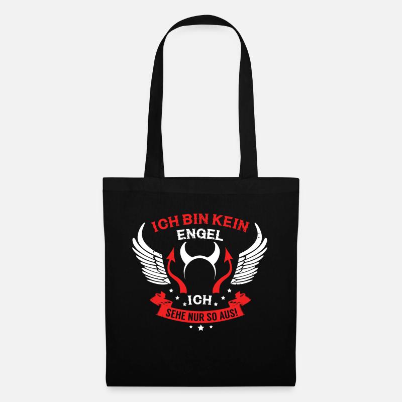 Bin kein Engel - Stoffbeutel - Schwarz
