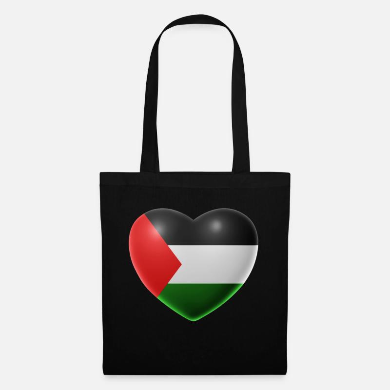 Herz (Palästina / Palestine) - Stoffbeutel - Schwarz