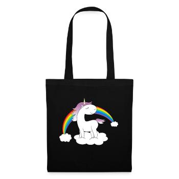 Einhorn auf Wolke - Stoffbeutel - Schwarz - Vorne