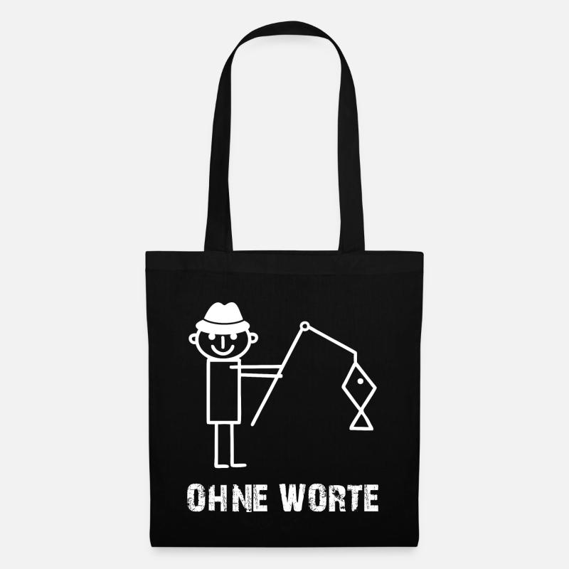 Angler Dicker Fisch - Ohne Worte - Stoffbeutel - Schwarz