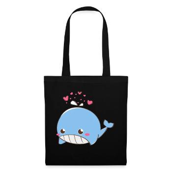 Love Whale - Idée cadeau - Sac en tissu - noir - Devant