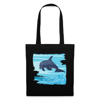 Dolphin dolphin leaps out of sea water gift - Tote Bag - black - Front