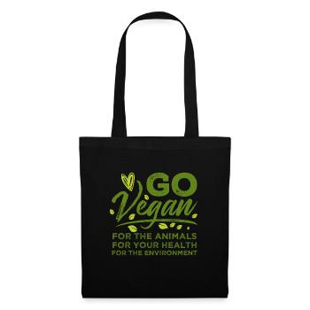 Vegan Shirt Animal Protection Vegetarian Gift Healthy - Tote Bag - black - Front