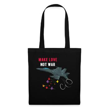 Faire l'amour non était un avion de combat bombardé de fleurs - Sac en tissu - noir - Devant