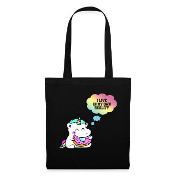 Licorne bébé donut cadeau bébé - Sac en tissu - noir - Devant