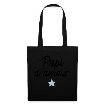 papi d amour e toile - Sac en tissu - noir - Devant