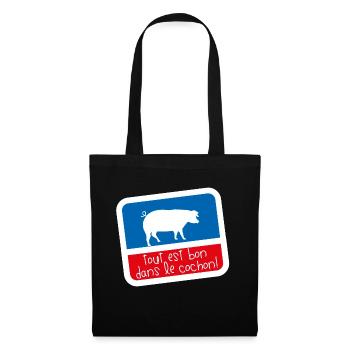 Bleu blanc rouge Humour tout est bon dans cochon - Sac en tissu - noir - Devant