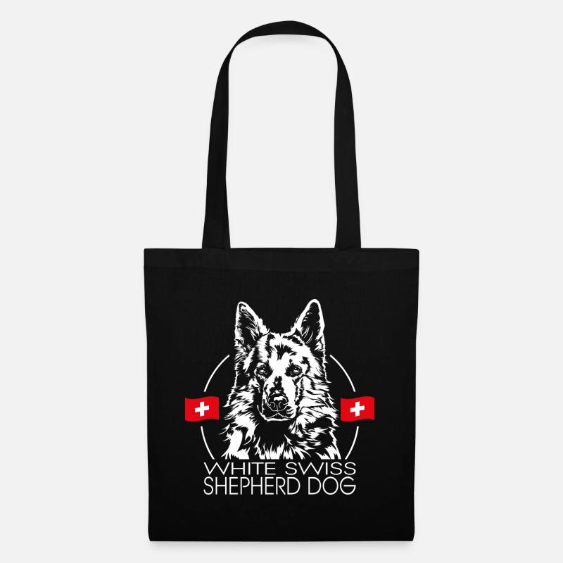WHITE SWISS SHEPHERD DOG Hundeportrait Wilsigns - Stoffbeutel - Schwarz