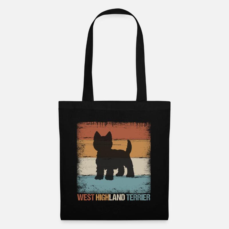 Westie West Highland Terrier Hund Geschenk - Stoffbeutel - Schwarz