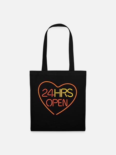 neon open heart - Tote Bag - black