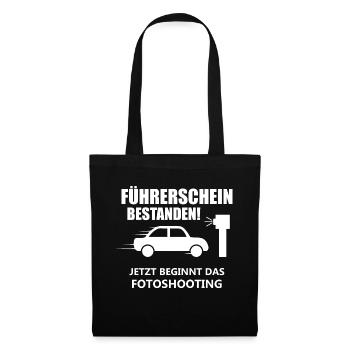 Führerschein bestanden Spruch Geschenk - Stoffbeutel - Schwarz - Vorne