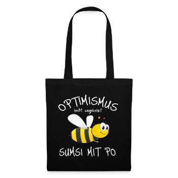 Optimistischer Bienen-Charme - Stoffbeutel - Schwarz - Vorne