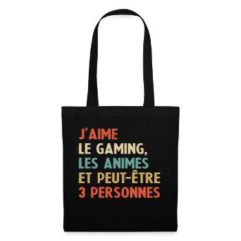 Humour jeux video Gamer Geek Anime Japonais Manga - Sac en tissu - noir - Devant