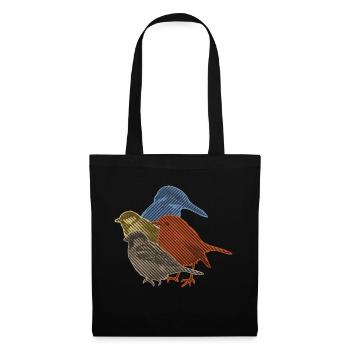 Vogel-Sammlung in Linie Kunst - Stoffbeutel - Schwarz - Vorne