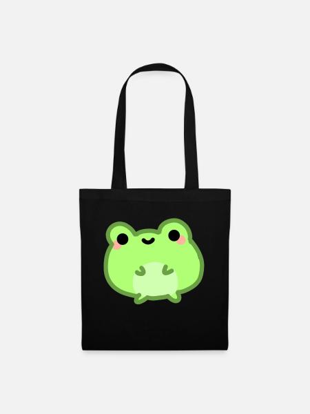 kawaii & glücklicher grüner Frosch froggy - Stoffbeutel - Schwarz