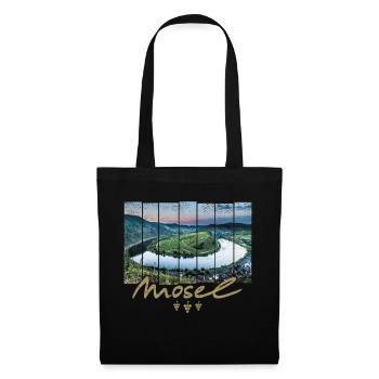 Mosel Bremm mit Moselschleife Souvenir - Stoffbeutel - Schwarz - Vorne