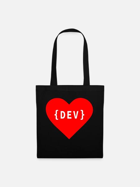 Software Developer, Liebe Code DEV Entwickler Tag - Stoffbeutel - Schwarz