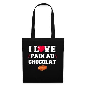 I Love pain au chocolat. cadeau humour - Sac en tissu - noir - Devant