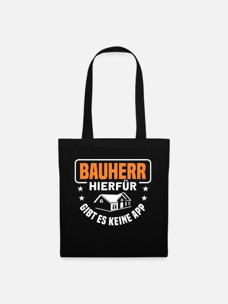 Richtfest Grundsteinlegung Bauherr Geschenk - Stoffbeutel - Schwarz