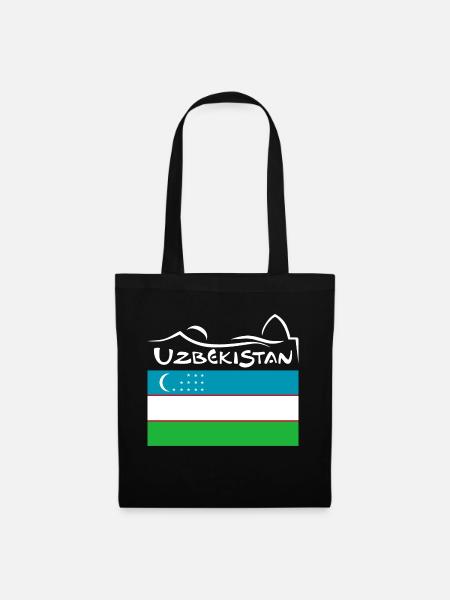 Usbekistan Flagge Heimat Usbek Geschenk - Stoffbeutel - Schwarz