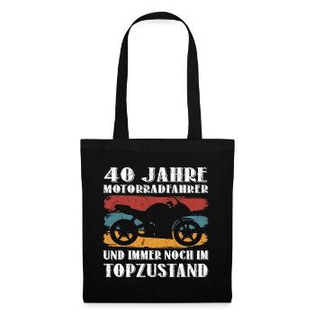 Motorrad 40 Geburtstag Motorräder Biker 40 Jahre - Stoffbeutel - Schwarz - Vorne
