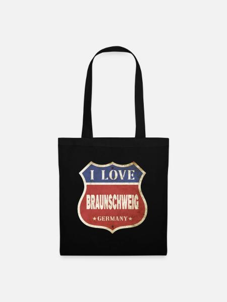 Braunschweig Deutschland Stadt I Love Vintage - Stoffbeutel - Schwarz