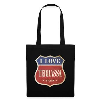 Terrassa Spanien Stadt I Love Vintage Retro - Stoffbeutel - Schwarz - Vorne