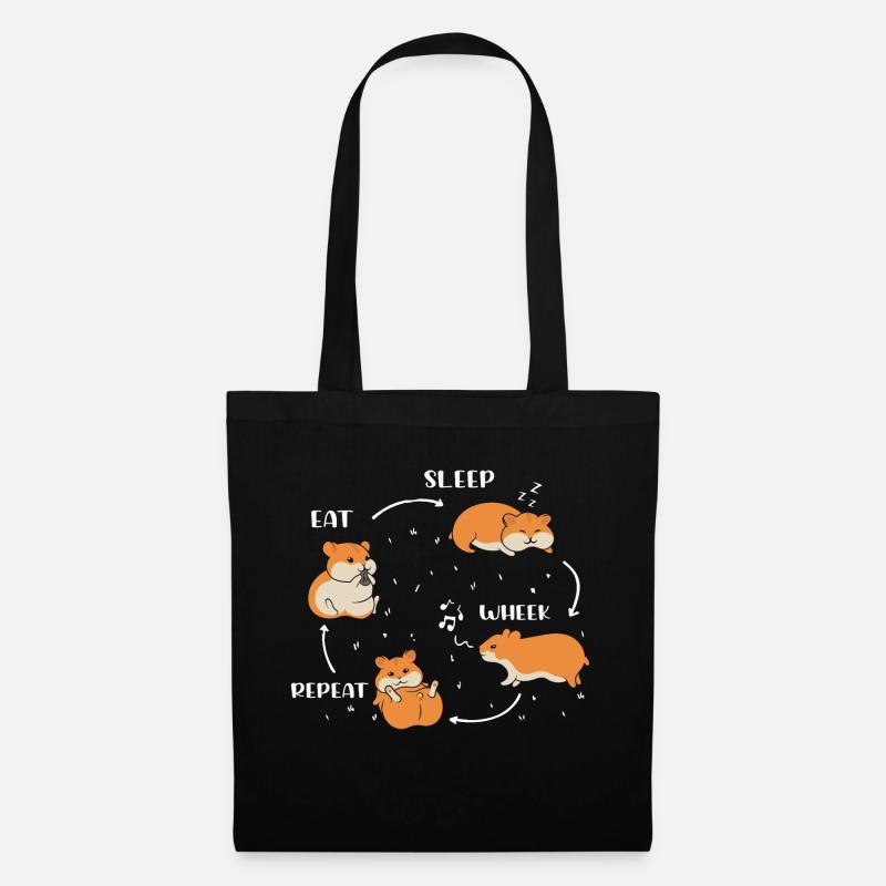 Eat Sleep Wheek Repeat Hamster - Stoffbeutel - Schwarz