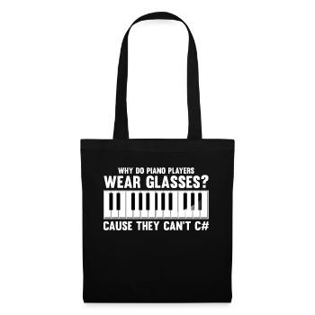 Lustiger Klavier Piano Flügel Spruch für Pianist - Stoffbeutel - Schwarz - Vorne