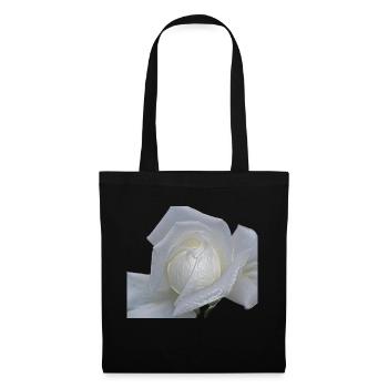 rose weiss - Stoffbeutel - Schwarz - Vorne