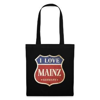 Mainz Deutschland Stadt I Love Vintage Retro - Stoffbeutel - Schwarz - Vorne