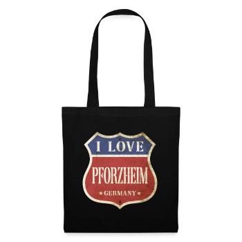 Pforzheim Deutschland Stadt I Love Vintage Retro - Stoffbeutel - Schwarz - Vorne