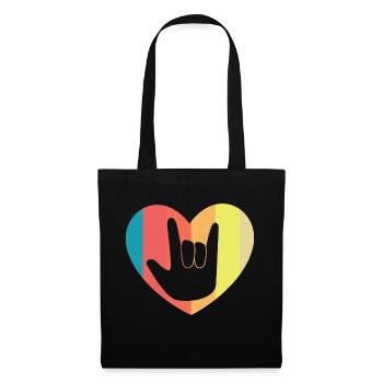 Sign Languege Heart Love Vintage - Tote Bag - black - Front