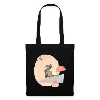 Cat & Birds Origami Illustration - Tote Bag - black - Front