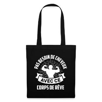 Homme Chauve Humour Cheveux Humoristique Calvitie - Sac en tissu - noir - Devant