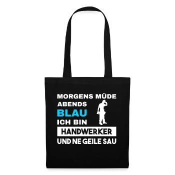 Morgens Müde Abends Blau Handwerker - Stoffbeutel - Schwarz - Vorne