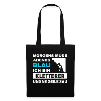 Morgens Müde Abends Blau Kletterer - Stoffbeutel - Schwarz - Vorne
