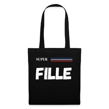 super fille - t-shirt assorti - Sac en tissu - noir - Devant