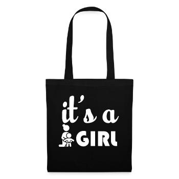 Schwangerschaft Babyparty Babyshower Boy Girl - Stoffbeutel - Schwarz - Vorne