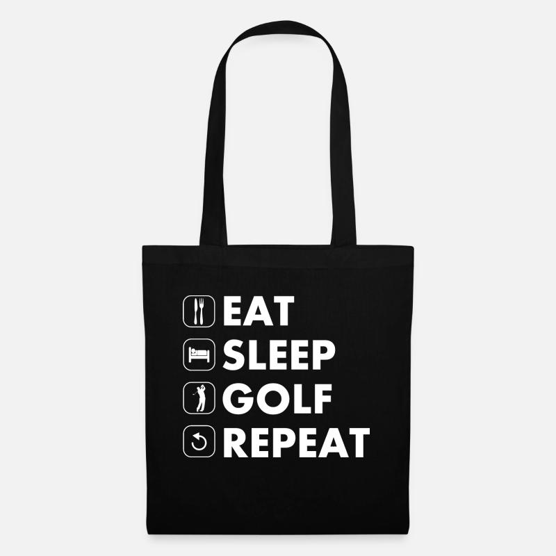 Golf eat sleep repeat weiß - Stoffbeutel - Schwarz