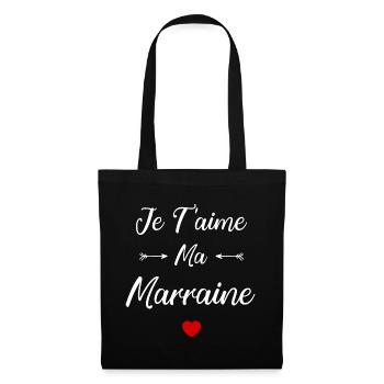 Je t'aime ma Marraine - Sac en tissu - noir - Devant