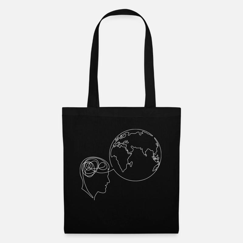 Globalisierung Denken Gehirn - Stoffbeutel - Schwarz
