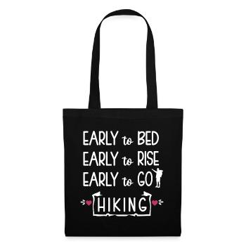 Tôt pour se coucher tôt pour se lever tôt pour faire de la randonnée - Sac en tissu - noir - Devant